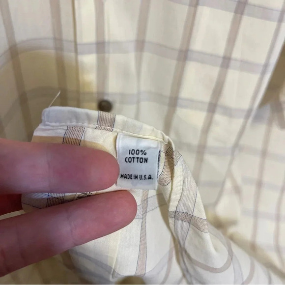 Tom James Plaid Short-Sleeve Button Down Shirt - Made in USA 100% Cotton Casual - Picture 3 of 5